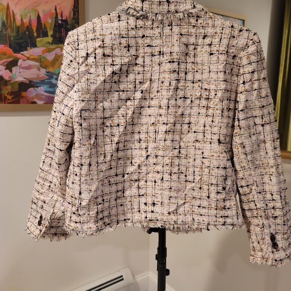 ANN TAYLOR Multicolor Tweed Double-Breasted Blazer Size 8 - Picture 7 of 10